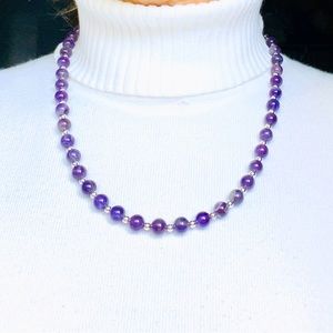 AMETHYST AND STERLING BEAD NECKLACE